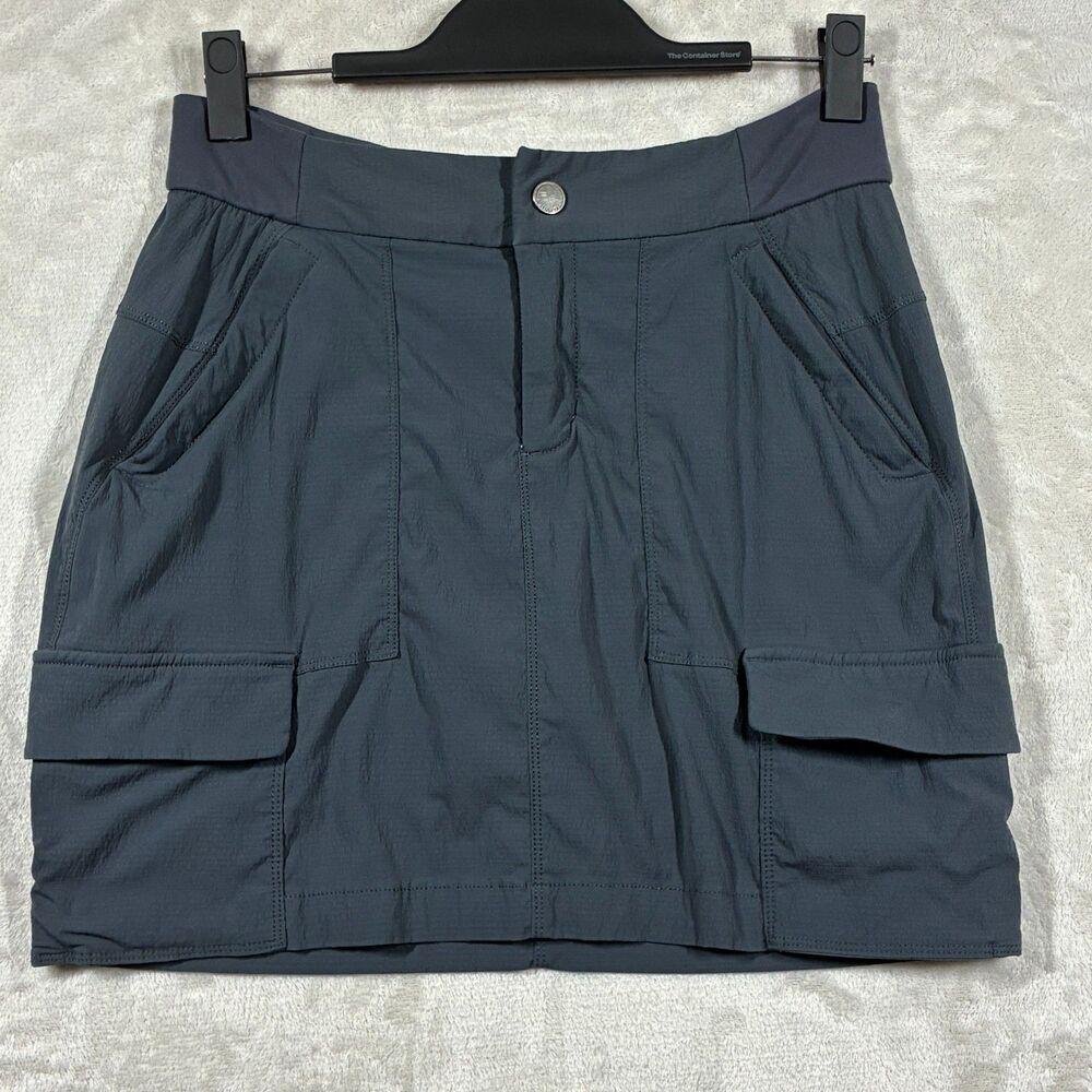 Athleta Trekkie Cargo Skort Skirt Womens 6 Gray Navy Hiking Travel Stretch Lined